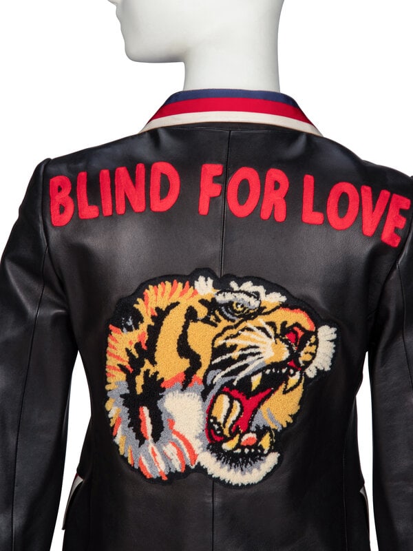 GUCCI, EMBELLISHED LEATHER "BLIND FOR LOVE" BLAZER - 4