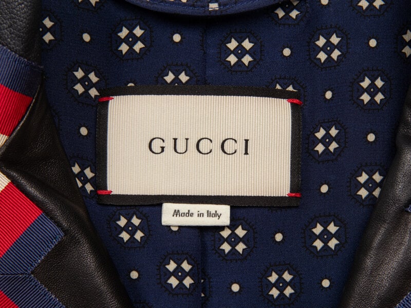 GUCCI, EMBELLISHED LEATHER "BLIND FOR LOVE" BLAZER - 5
