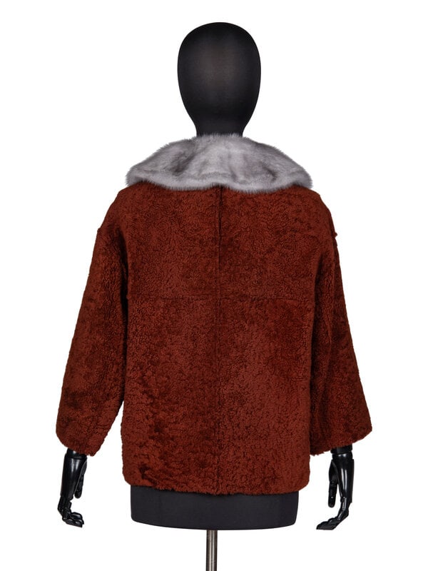 PRADA, MINK COLLAR & SHEARLING JACKET - 3