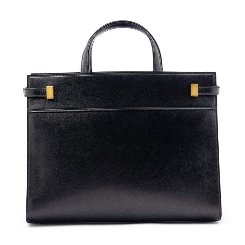 SAINT LAURENT, BLACK LEATHER MANHATTAN BAG - 4