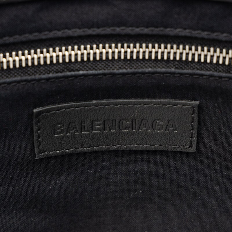 BALENCIAGA, WHITE CANVAS LOGO TOTE - 4