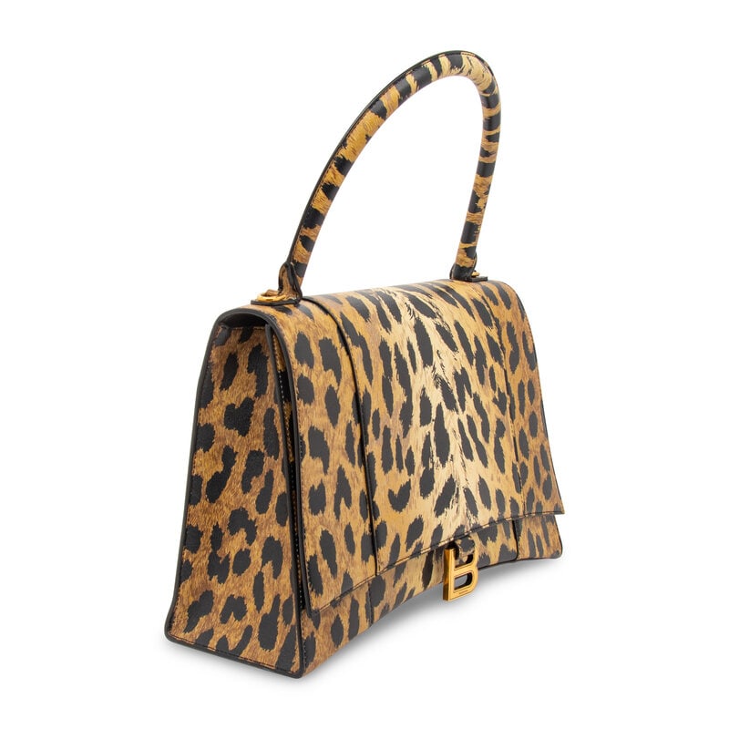 BALENCIAGA, LEOPARD-PRINT HOURGLASS BAG - 3