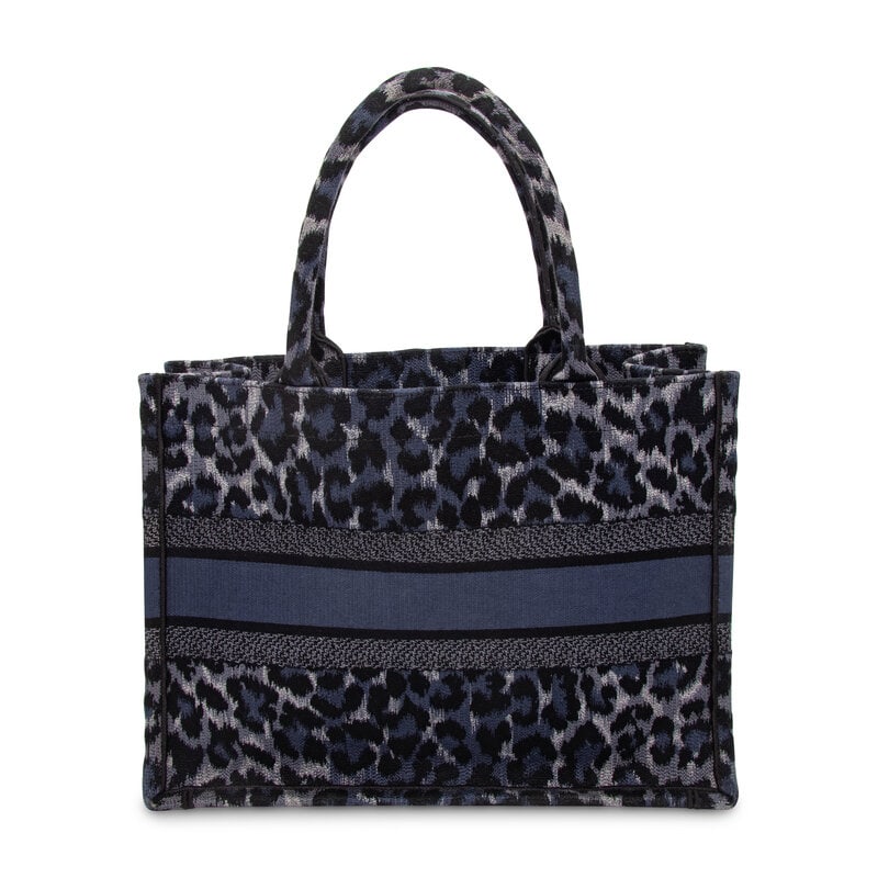 CHRISTIAN DIOR, NAVY LEOPARD MEDIUM BOOK TOTE - 3