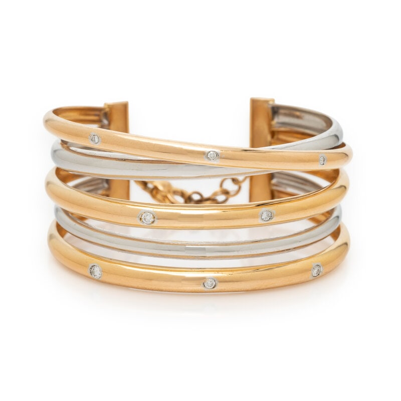 BICOLOR GOLD AND DIAMOND CUFF BRACELET (1 of 2)