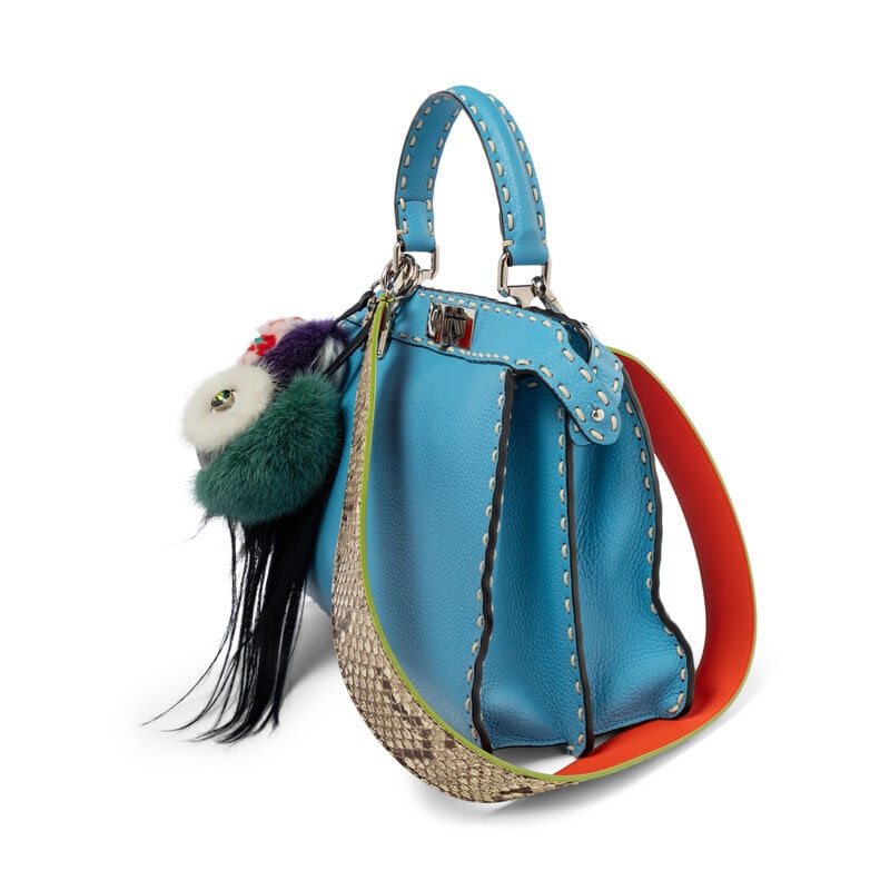 FENDI, BLUE LEATHER MEDIUM PEEKABOO BAG - 2