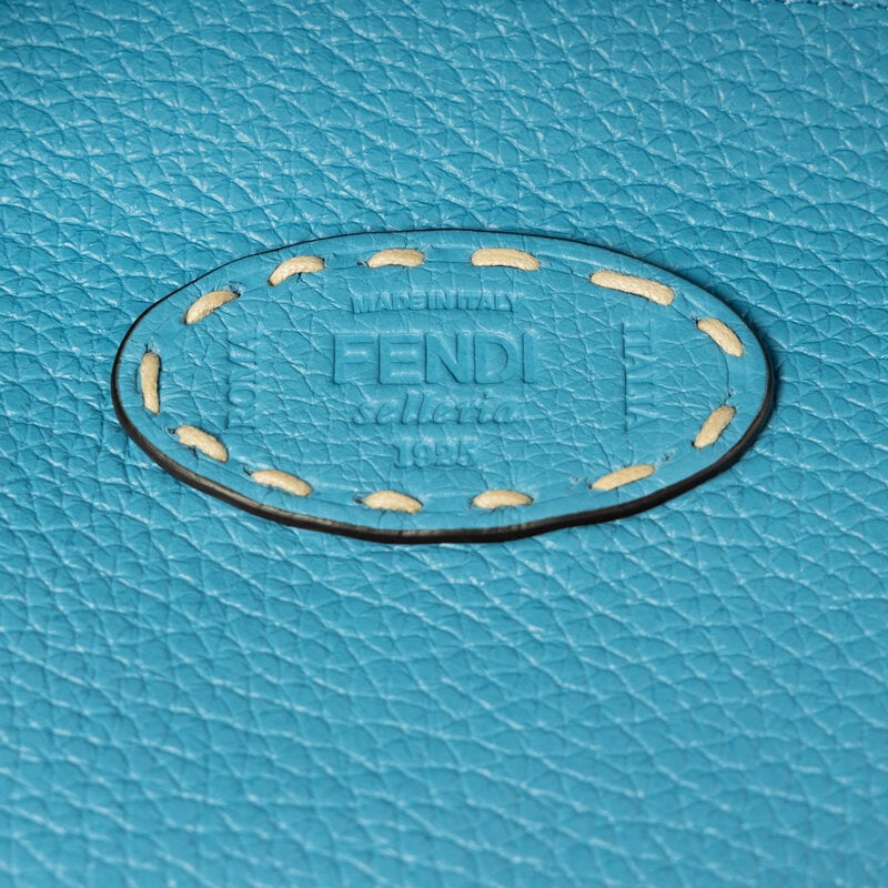 FENDI, BLUE LEATHER MEDIUM PEEKABOO BAG - 4