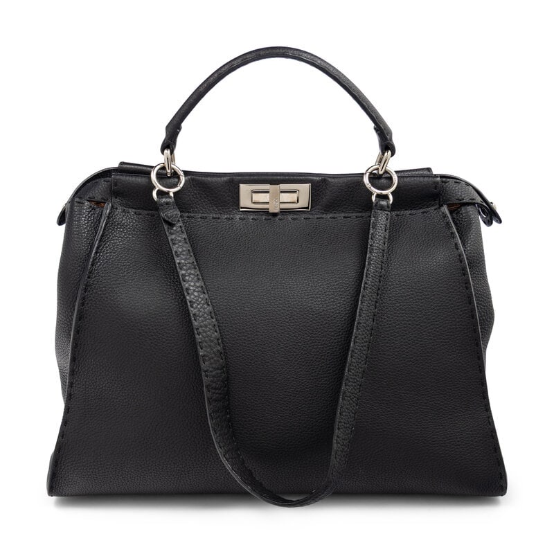 FENDI, LARGE PEEKABOO BAG IN BLACK LEATHER (1 of 4)