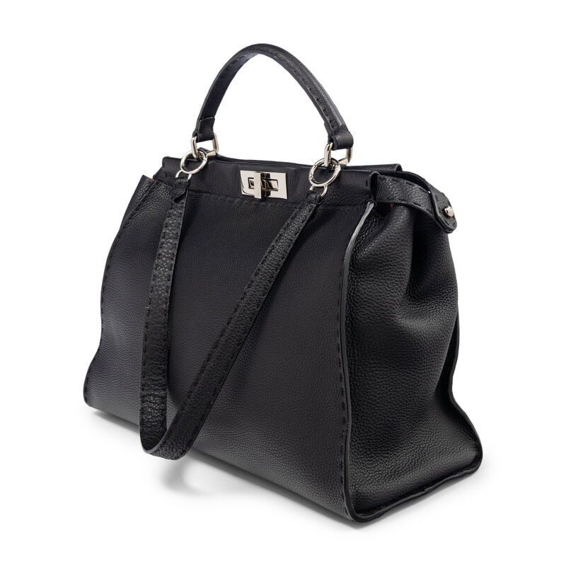 FENDI, LARGE PEEKABOO BAG IN BLACK LEATHER - 2