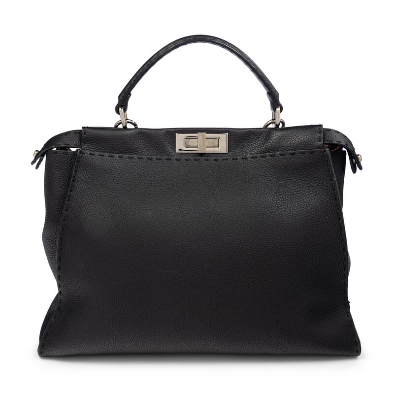 FENDI, LARGE PEEKABOO BAG IN BLACK LEATHER - 3