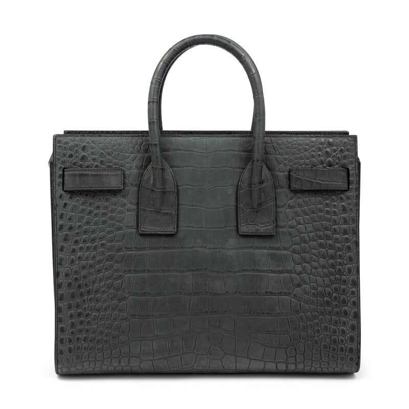 SAINT LAURENT, SAC DU JOUR IN CROC-EFFECT SUEDED LEATHER - 3