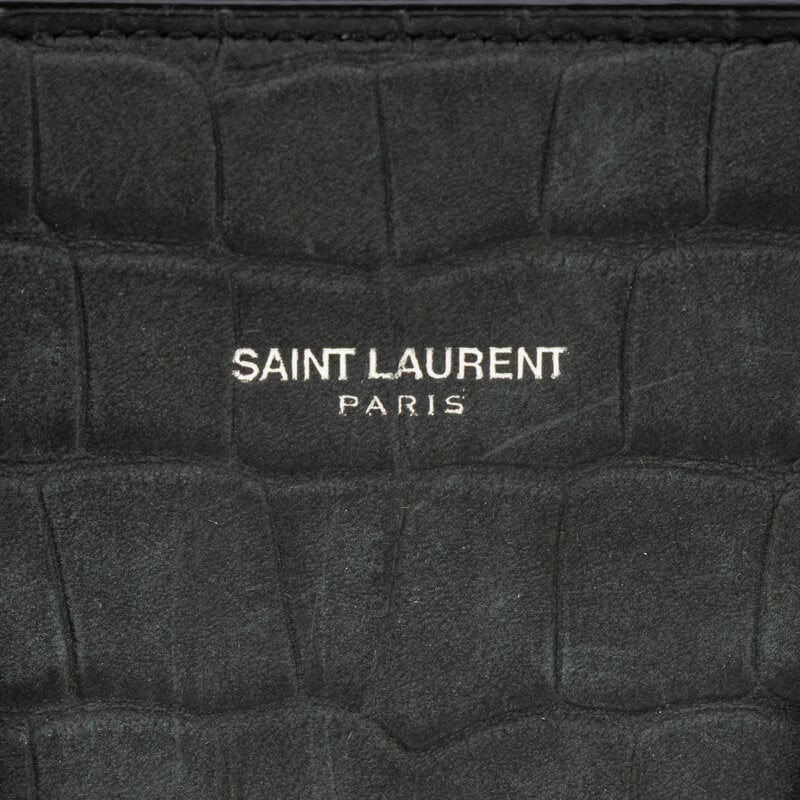SAINT LAURENT, SAC DU JOUR IN CROC-EFFECT SUEDED LEATHER - 5