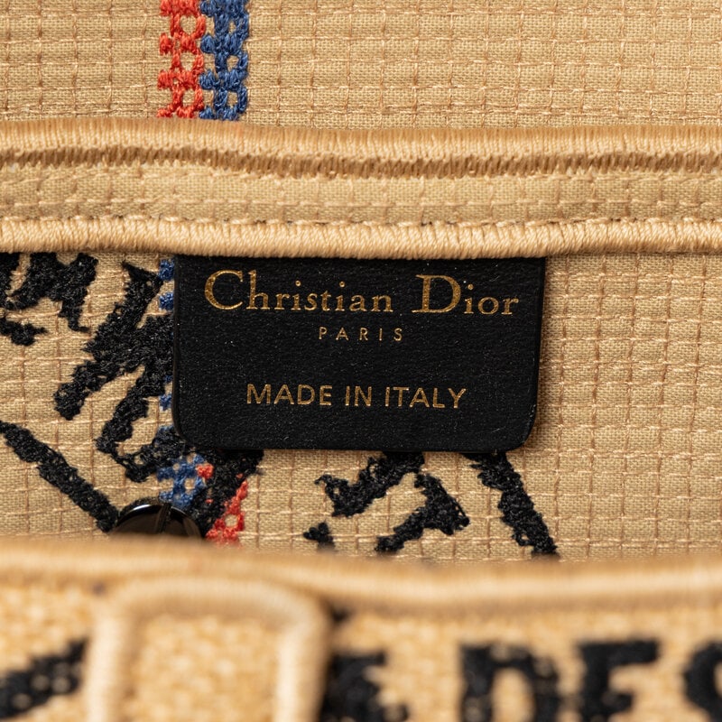 CHRISTIAN DIOR, EMBROIDERED BURLAP SADDLE BAG - 4