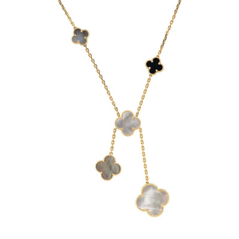 VAN CLEEF & ARPELS, ONYX AND MOTHER-OF-PEARL 'MAGIC ALHAMBRA' NECKLACE - 3