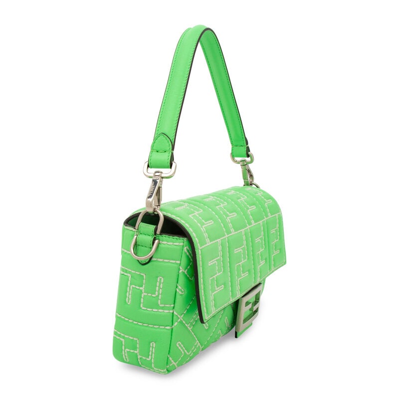 FENDI, MINT GREEN QUILTED LEATHER BAGUETTE - 2