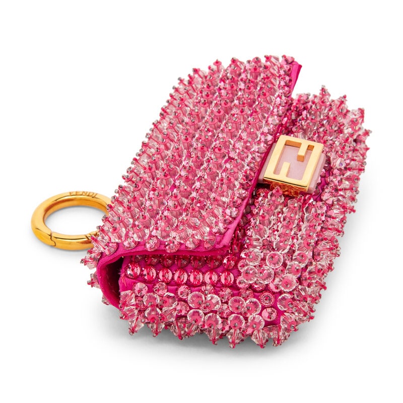 FENDI, BEADED PINK NANO BAGUETTE BAG - 2