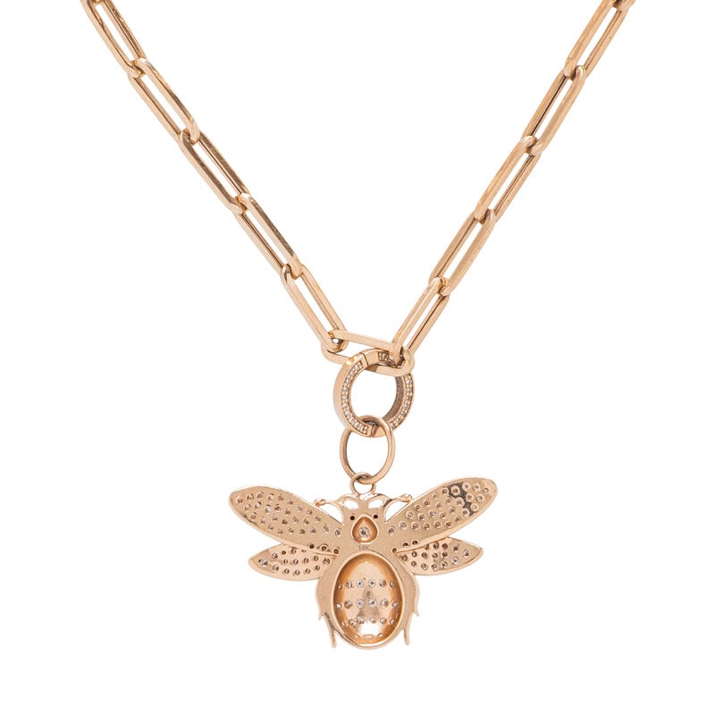 ROSE GOLD AND DIAMOND BEE PENDANT NECKLACE - 3