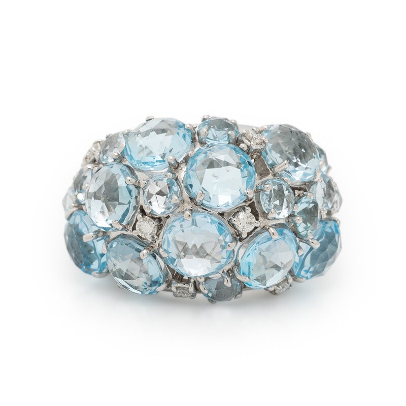 A & FURST, WHITE GOLD, DIAMOND, AND BLUE TOPAZ RING (1 of 3)