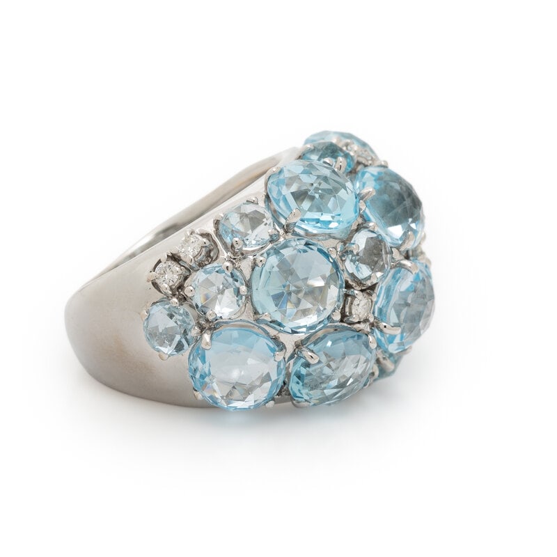 A & FURST, WHITE GOLD, DIAMOND, AND BLUE TOPAZ RING - 2