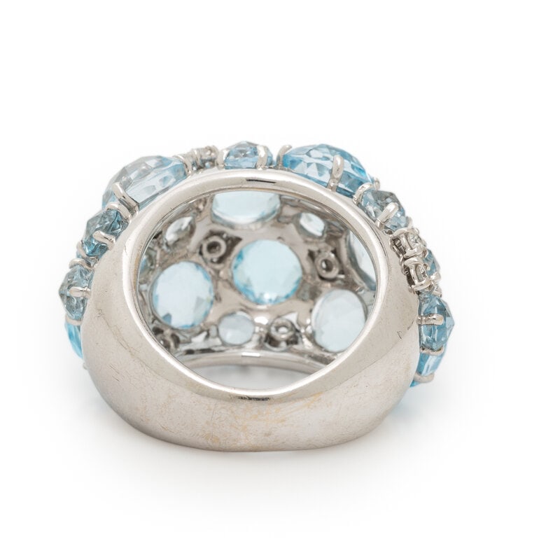 A & FURST, WHITE GOLD, DIAMOND, AND BLUE TOPAZ RING - 3