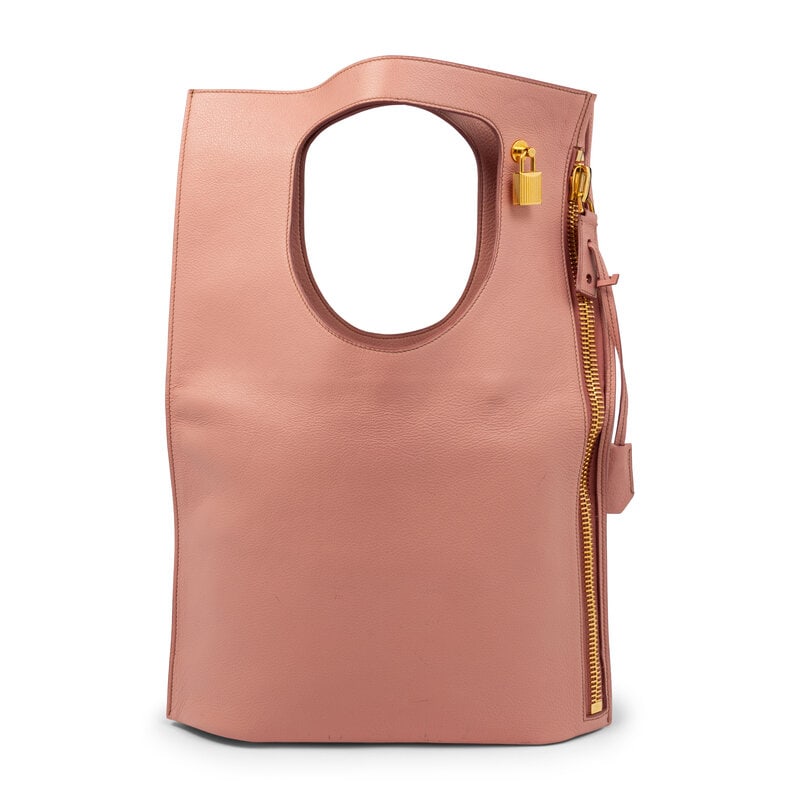 TOM FORD, PINK LEATHER CONVERTIBLE TOTE - 4