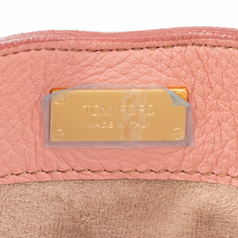 TOM FORD, PINK LEATHER CONVERTIBLE TOTE - 5