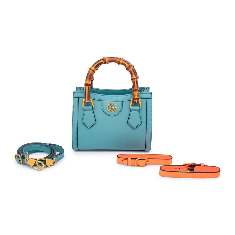 GUCCI, SMALL BLUE DIANA BAG - 5