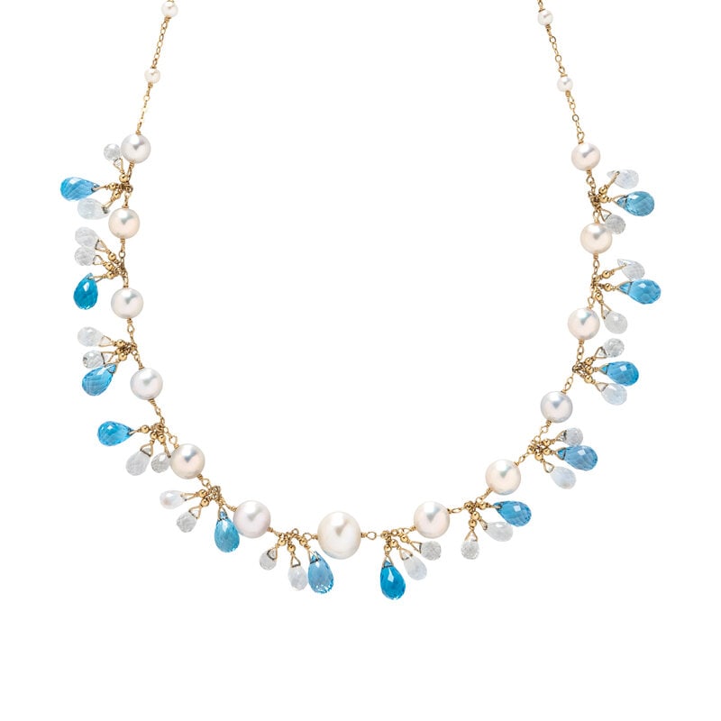 MELINDA LAWTON, CULTURED PEARL, BLUE TOPAZ, AND ROCK CRYSTAL QUARTZ NECKLACE - 2