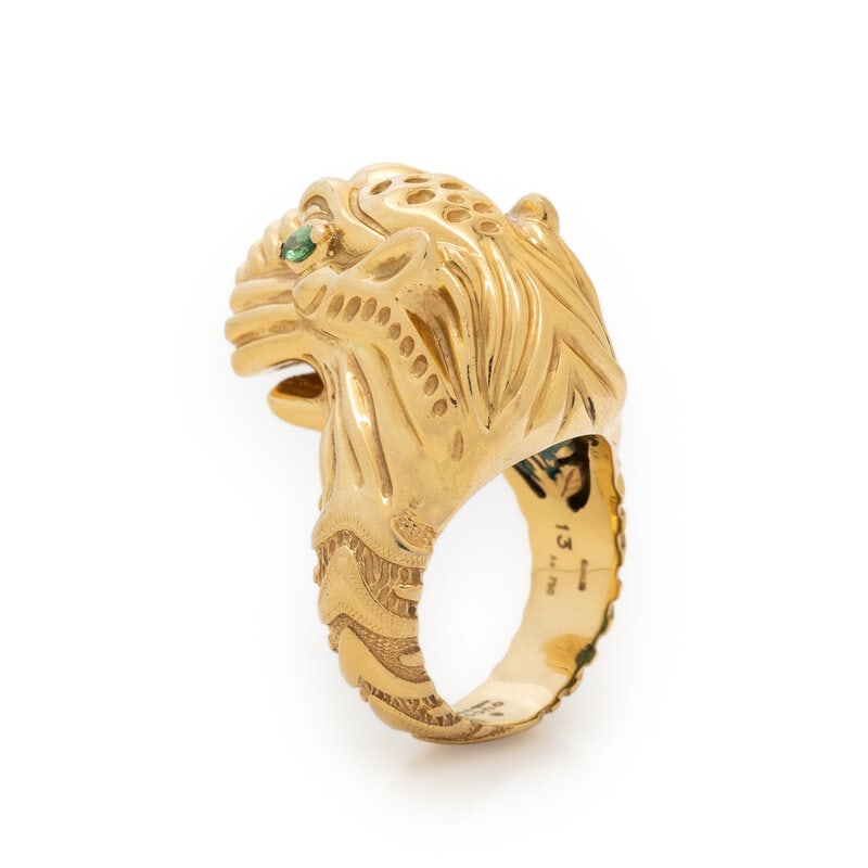 GUCCI, YELLOW GOLD TIGER RING  - 2