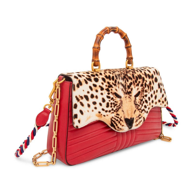 GUCCI, JAGUAR-PRINT PONY & BAMBOO BAG - 2