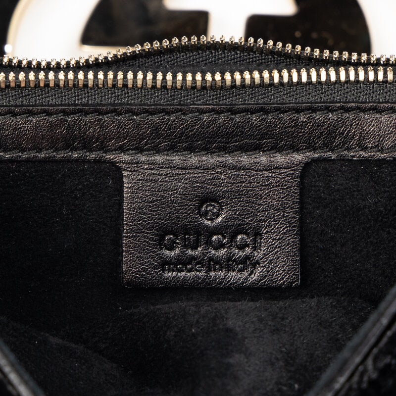 GUCCI, BLACK PATENT BRITT TOTE BAG - 4