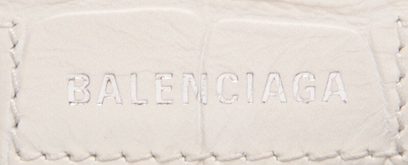 BALENCIAGA, WHITE CROC 'LE CAGOLE' BAG - 4