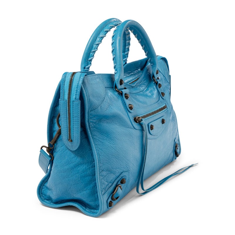BALENCIAGA, SKY BLUE MEDIUM CITY BAG - 3
