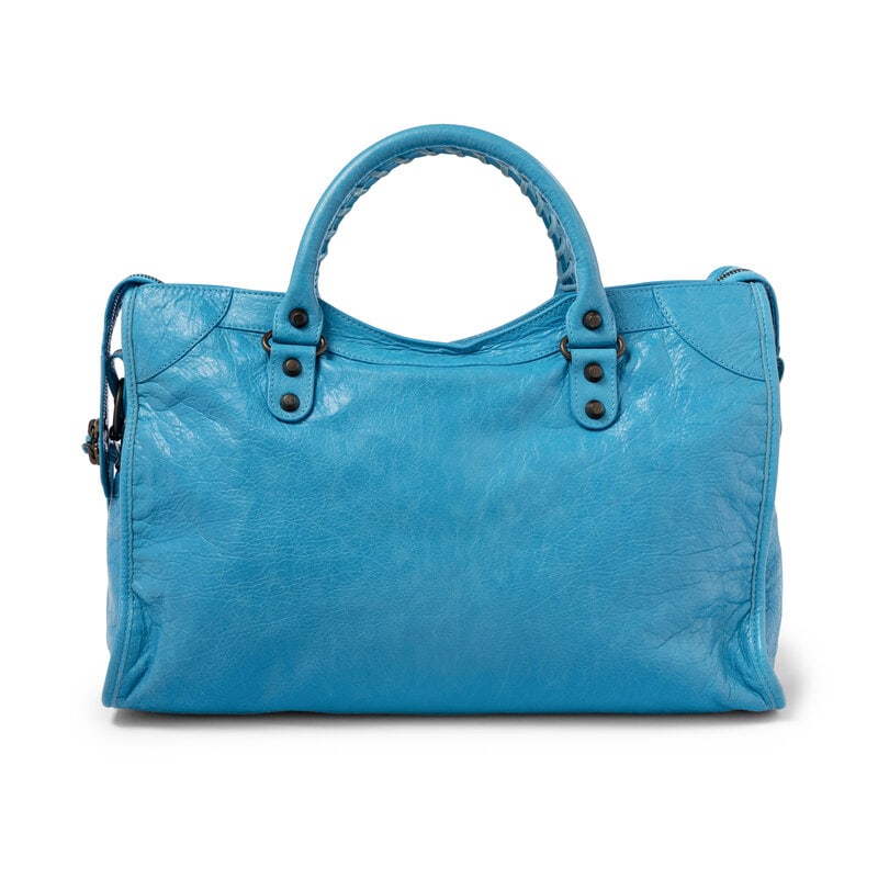 BALENCIAGA, SKY BLUE MEDIUM CITY BAG - 4