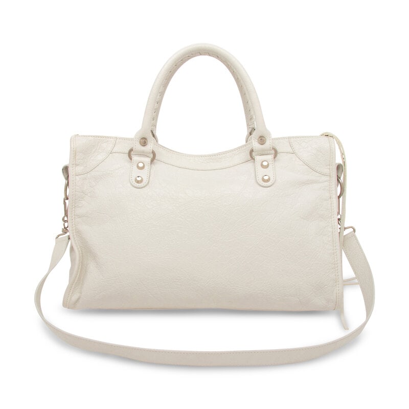 BALENCIAGA, WHITE MEDIUM CITY BAG WITH CHARMS - 3