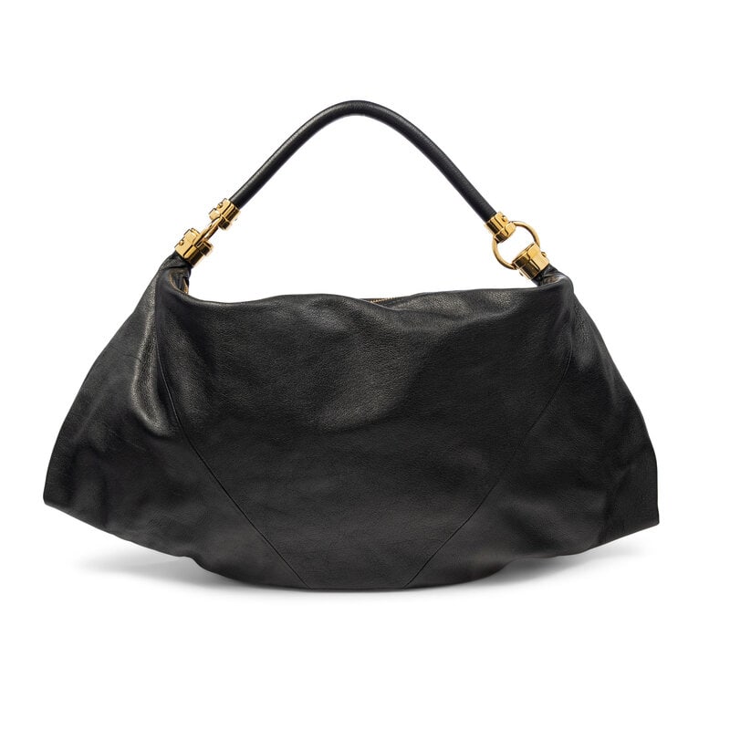 CHLOÉ, 'FOULARD' BLACK LEATHER HOBO BAG - 3