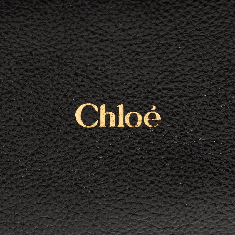 CHLOÉ, 'FOULARD' BLACK LEATHER HOBO BAG - 4