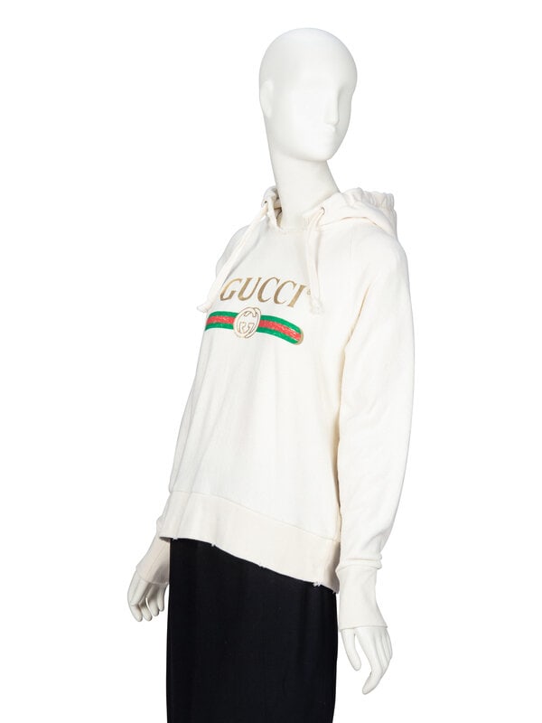 GUCCI, EMBROIDERED-BACK LOGO HOODIE - 2