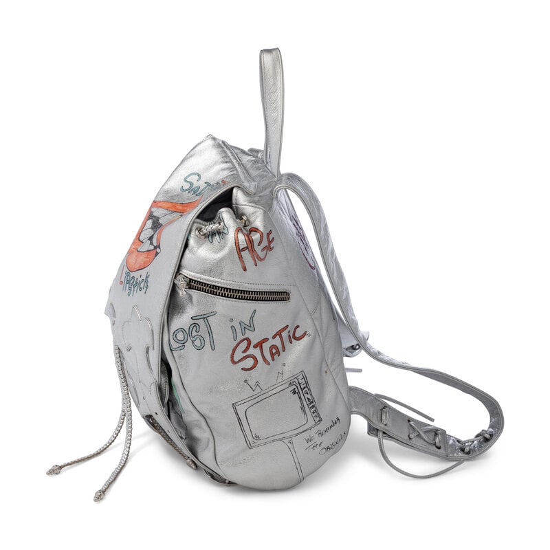CHROME HEARTS, SILVER LEATHER GRAFFITI BACKPACK, 1995 - 3