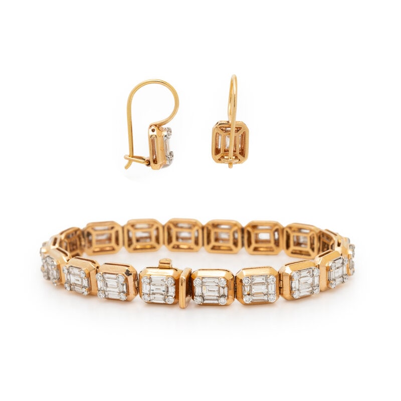 ROSE GOLD AND DIAMOND BRACELET AND EARRINGS - 4