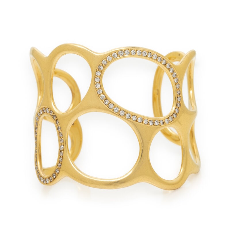 YELLOW GOLD AND DIAMOND CUFF BRACELET (1 of 2)