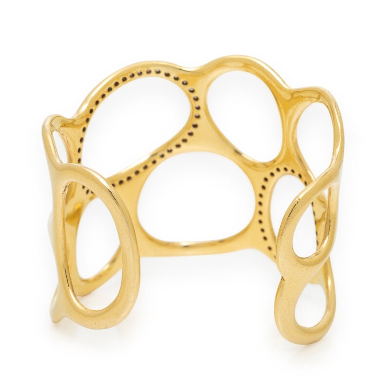 YELLOW GOLD AND DIAMOND CUFF BRACELET - 2