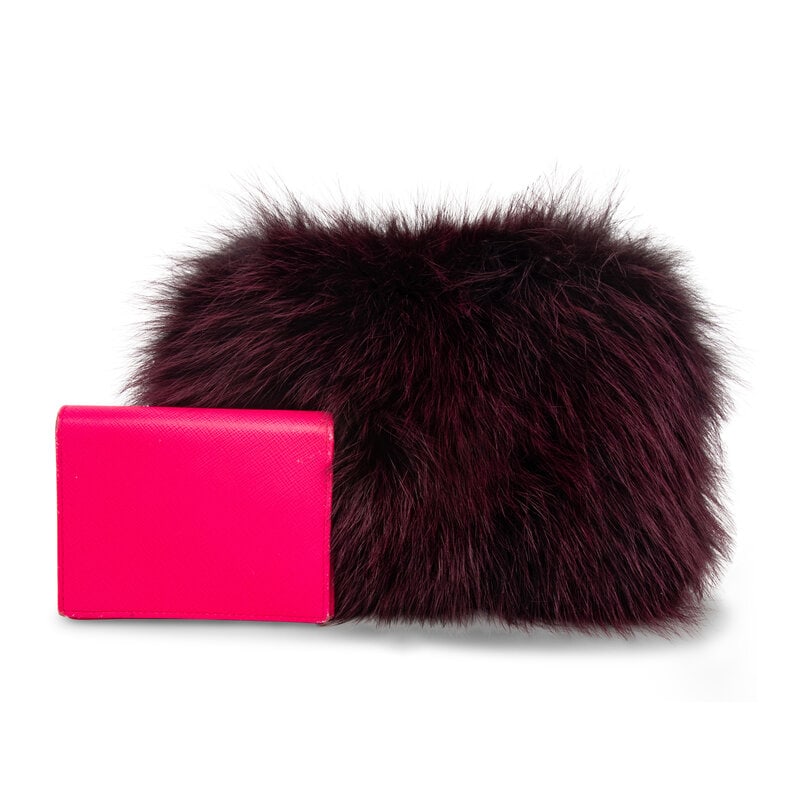 PRADA, PURPLE FOX FUR BAG & PINK WALLET - 3