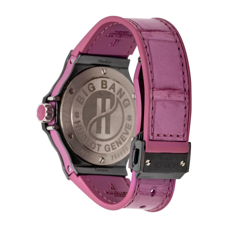 HUBLOT, 'BIG BANG TUTTI FRUTTI' CERAMIC WATCH WITH PINK SAPPHIRE BEZEL - 2