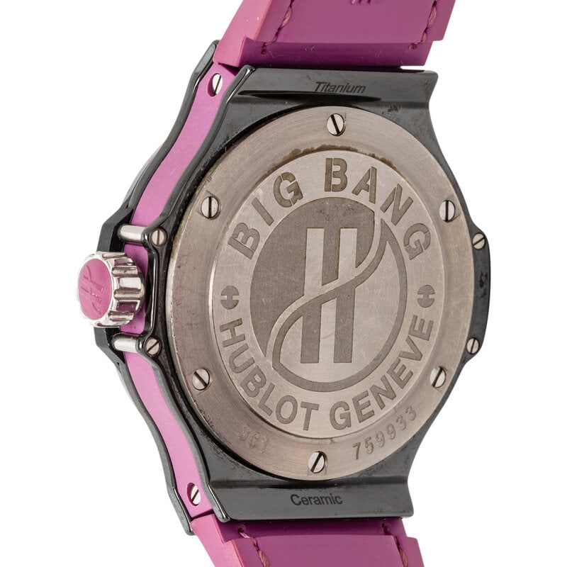 HUBLOT, 'BIG BANG TUTTI FRUTTI' CERAMIC WATCH WITH PINK SAPPHIRE BEZEL - 3