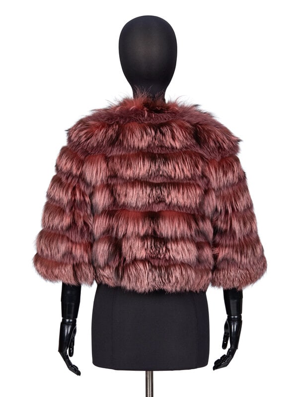 A ROSE PINK FOX FUR JACKET - 3