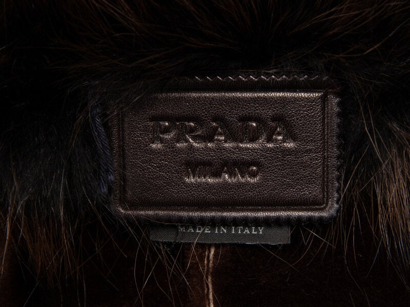 PRADA, FUR COLLAR CROPPED LEATHER JACKET - 5