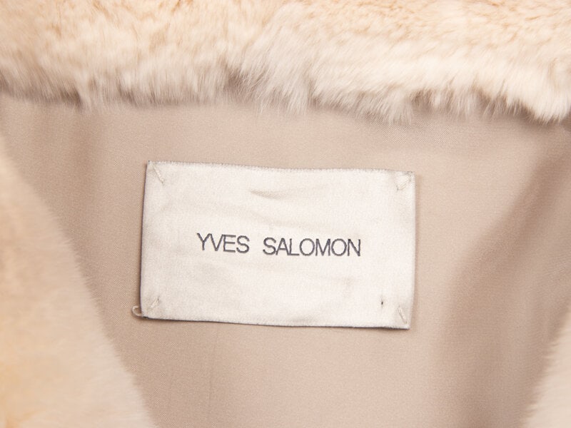YVES SALOMON, CREAM RABBIT FUR JACKET - 4