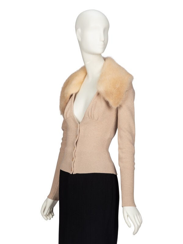 PRADA, FUR-COLLAR KNIT CARDIGAN - 2