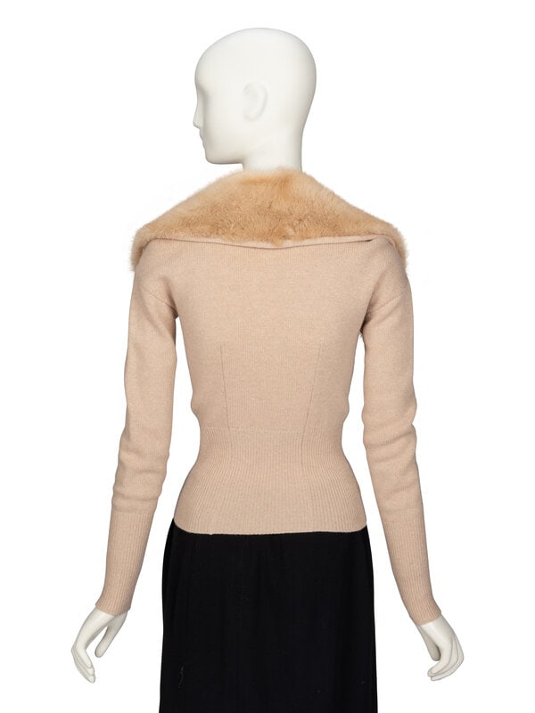 PRADA, FUR-COLLAR KNIT CARDIGAN - 3