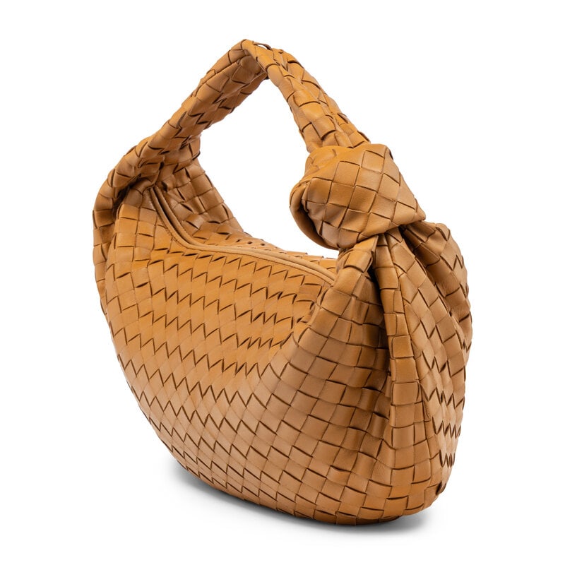 BOTTEGA VENETA, JODIE BAG IN TAN INTRECCIATO LEATHER - 2